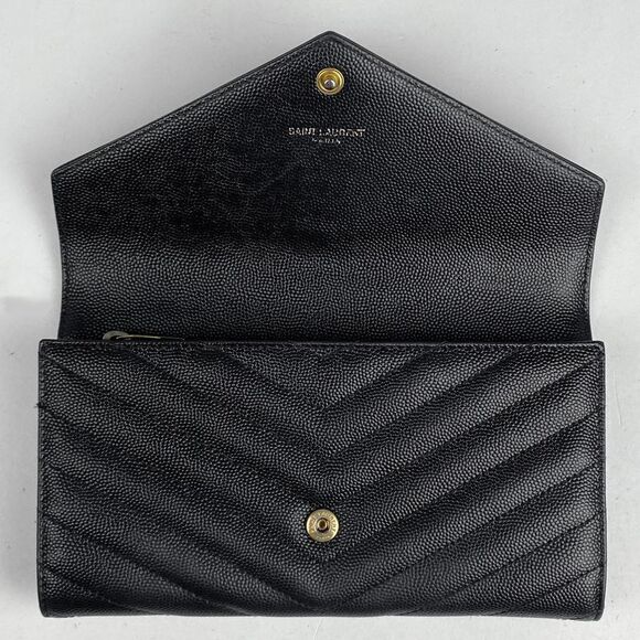 Yves Saint Laurent YVES Saint Laurent Logo Fold Long Wallet Billfold Coin Purse - Picture 8 of 8